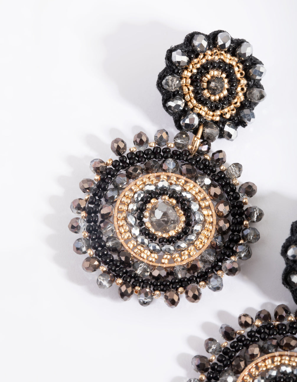 Black Beaded Drop Earrings