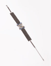 Gunmetal Diamante Flower Choker - link has visual effect only