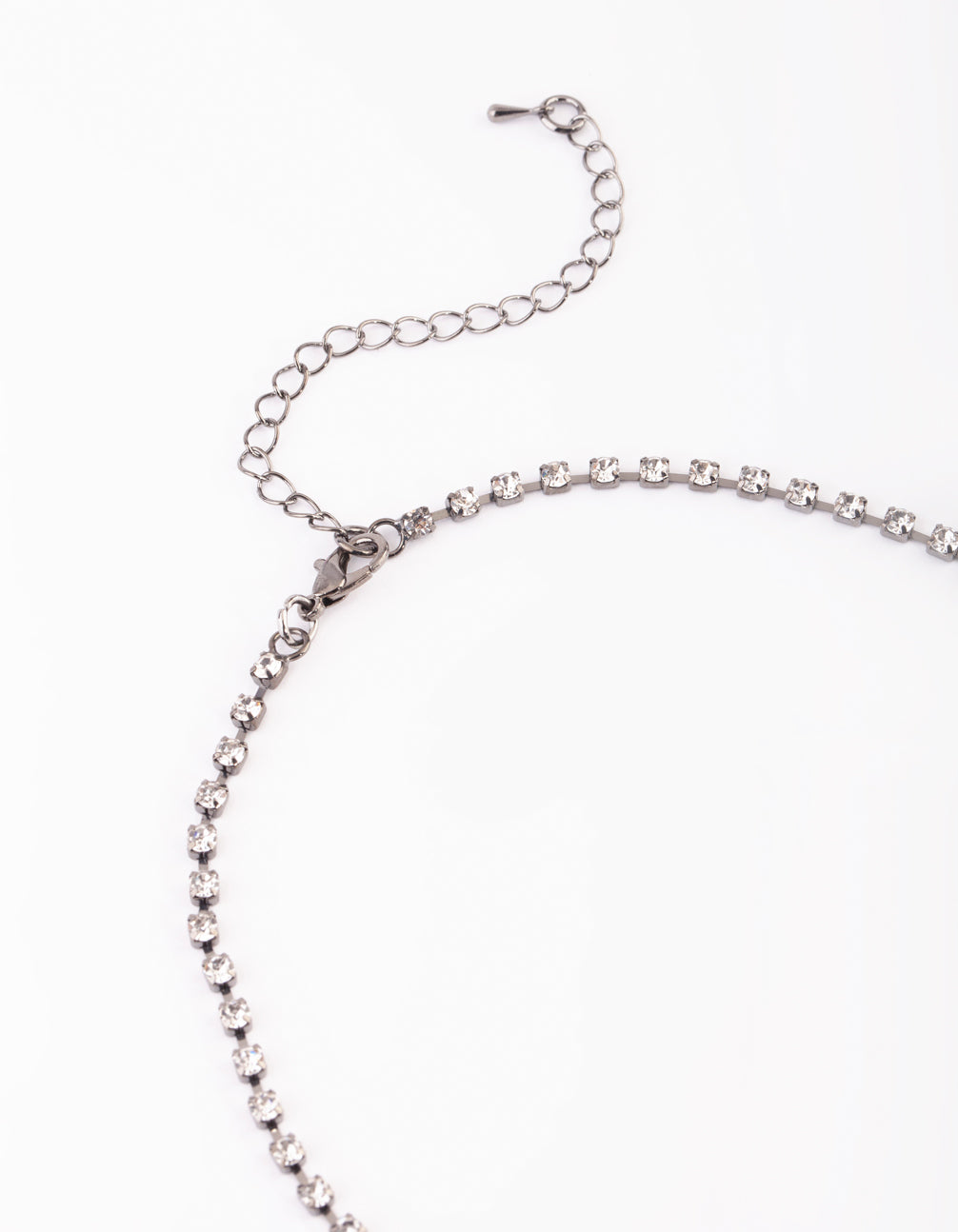 Gunmetal Diamante Necklace & Earrings Set