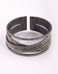 Gunmetal Diamante Cuff Bangle - link has visual effect only