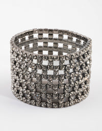 Gunmetal Diamante Mesh Bracelet - link has visual effect only