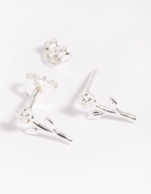 Sterling Silver Rose Stud Earrings