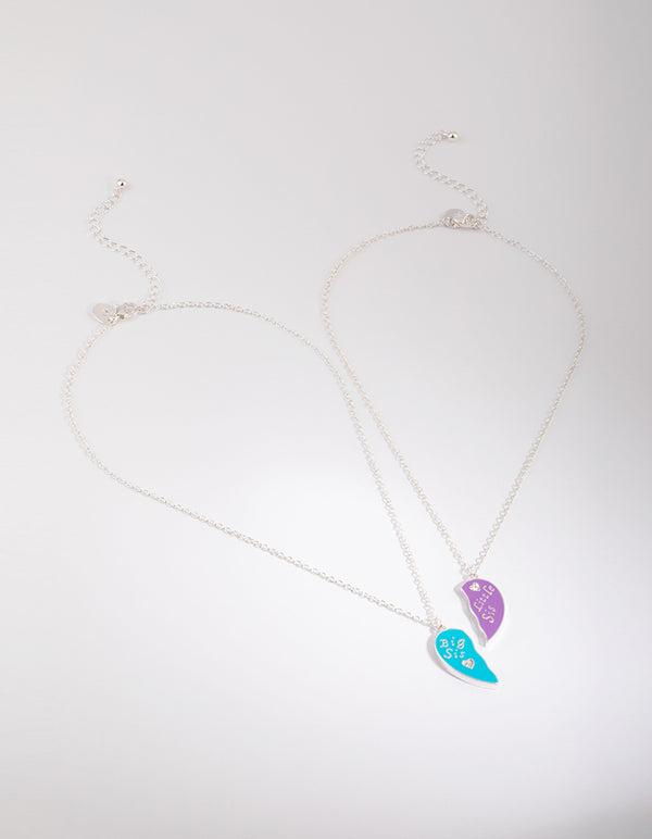 Kids Sister Heart Necklace Set