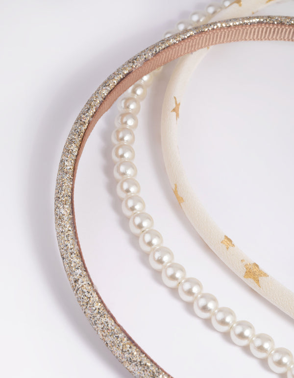 Kids Glitter Star & Pearl Headband Pack