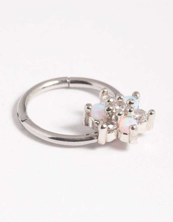 Surgical Steel Pretty Flower Clicker Ring