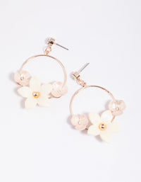White Pearlised Flower Drop Earrings - link has visual effect only