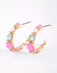 Gold Jewelled Hoop Earrings - link has visual effect only