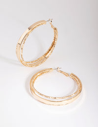Gold Triple Textured Hoop Earrings - link has visual effect only