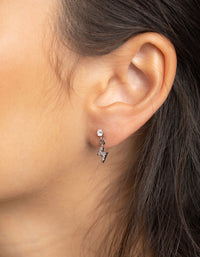 Surgical Steel Cubic Zirconia Bolt Stud Earrings - link has visual effect only