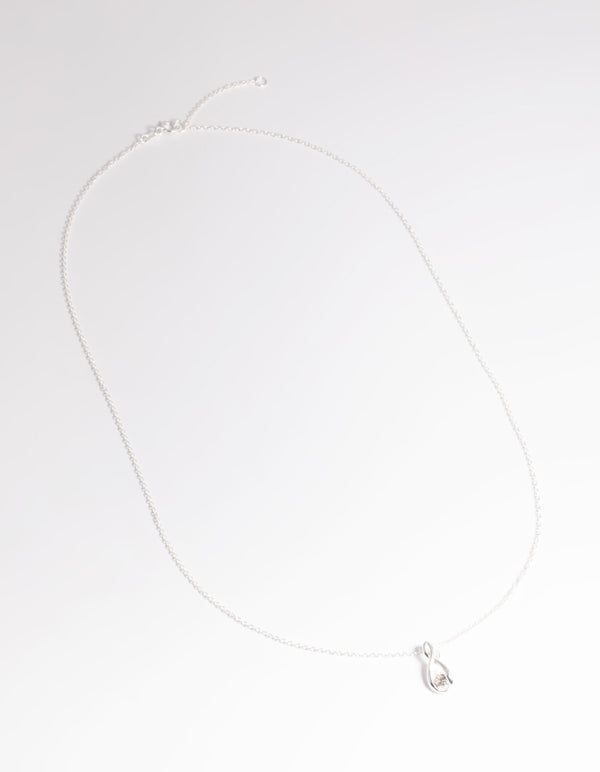 Sterling Silver Diamante Pendant Necklace