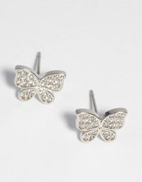 Silver Cubic Zirconia Butterfly Stud Earrings - link has visual effect only