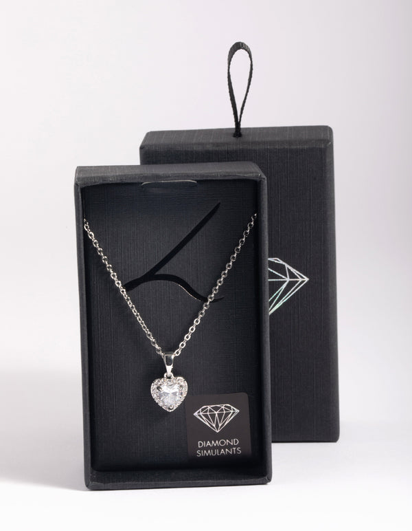 Silver Diamante Heart Necklace