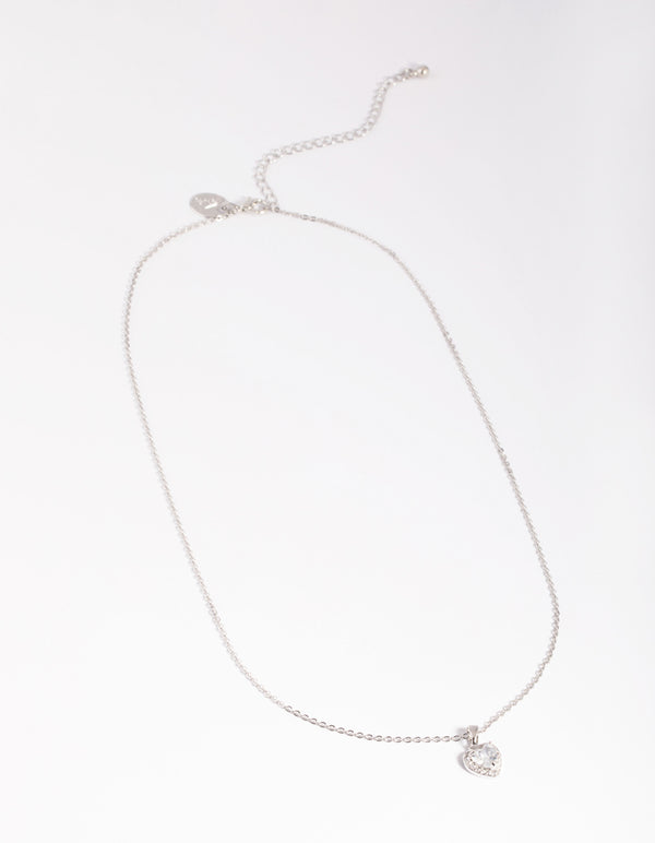 Silver Diamante Heart Necklace