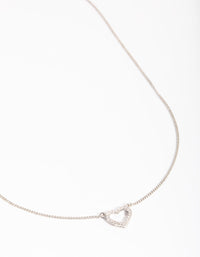 Silver Cubic Zirconia Heart Necklace - link has visual effect only