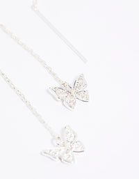 Silver Cubic Zirconia Butterfly Thread Through Earrings - link has visual effect only