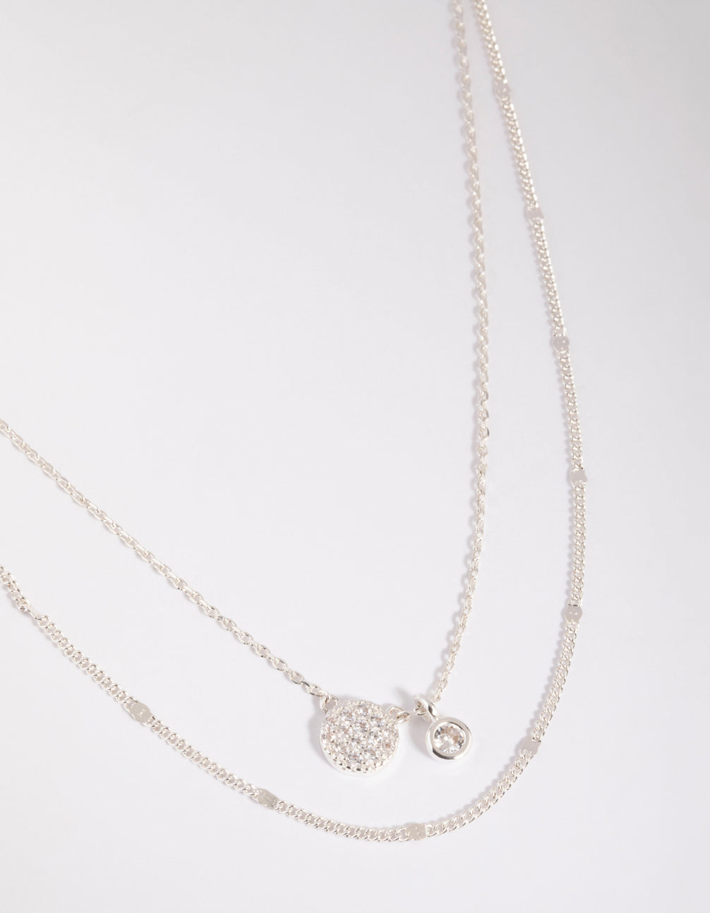 Silver Cubic Zirconia Layered Necklace