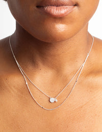 Silver Cubic Zirconia Layered Necklace - link has visual effect only
