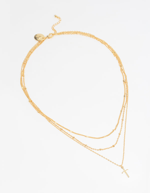 Gold Cross Layered Necklace