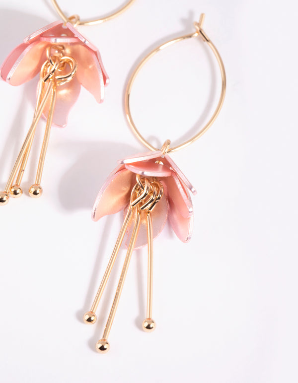 Pink Flower Drop Earrings