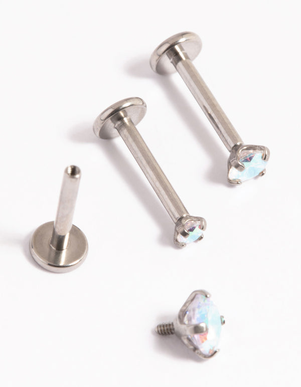 Titanium Cubic Zirconia Iridescent Flat Back Pack