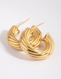 Waterproof Gold Plated Stainless Steel Hoop Earrings - link has visual effect only