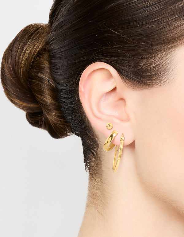 Waterproof Gold Plated Stainless Steel Ball Stud Earring Pack