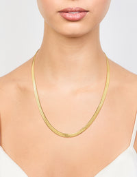 Waterproof Gold Plated Stainless Steel Herringbone Necklace - link has visual effect only