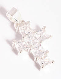 Silver Plated Cross Charm with Cubic Zirconia - link has visual effect only
