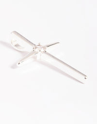 Silver Plated Cross Charm with Cubic Zirconia - link has visual effect only