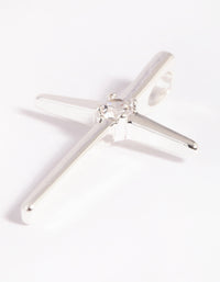 Silver Plated Cross Charm with Cubic Zirconia - link has visual effect only