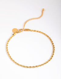 Gold Plated Stainless Steel Twisted Chain Anklet - link has visual effect only