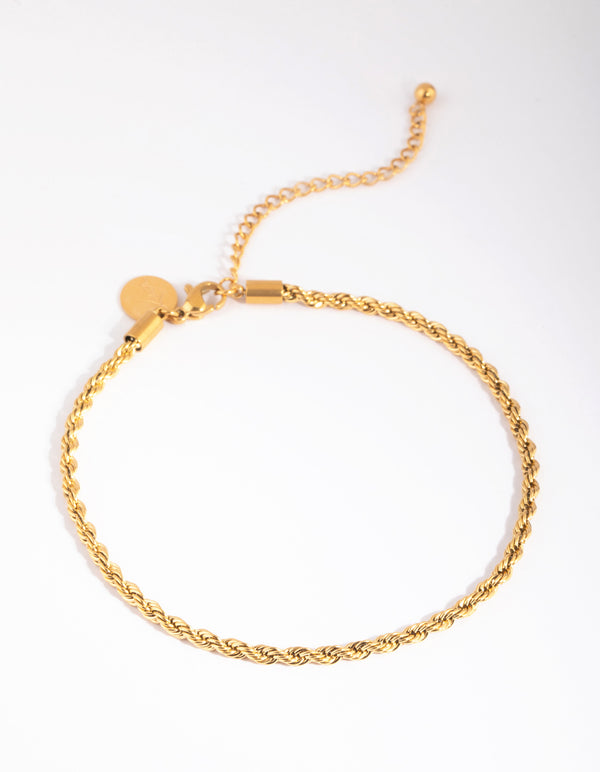 Waterproof Gold Plated Stainless Steel Twisted Chain Anklet