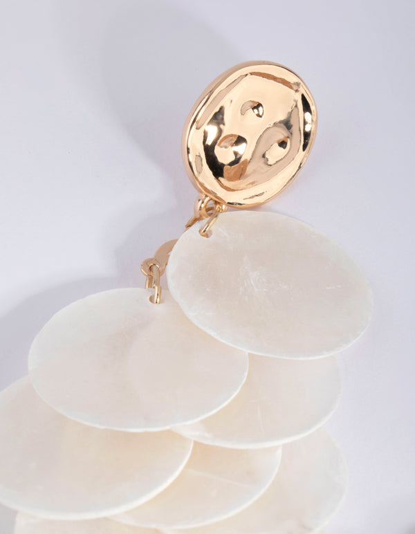 White Genuine Shell  Cascading Drop Earrings