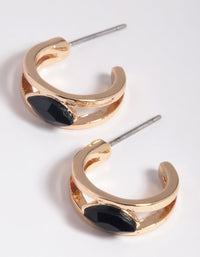 Black Jewel Huggie Hoop Earrings - link has visual effect only