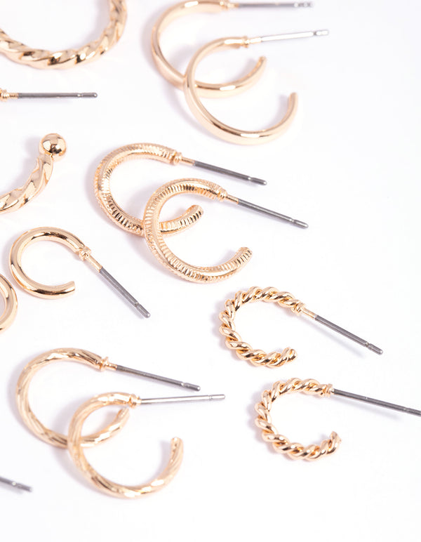 Gold Twisted Hoop Earring 12-Pack