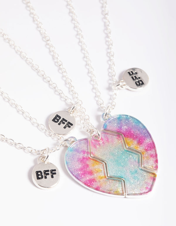 Kids Tie Dye Heart Best Friend Necklace Pack