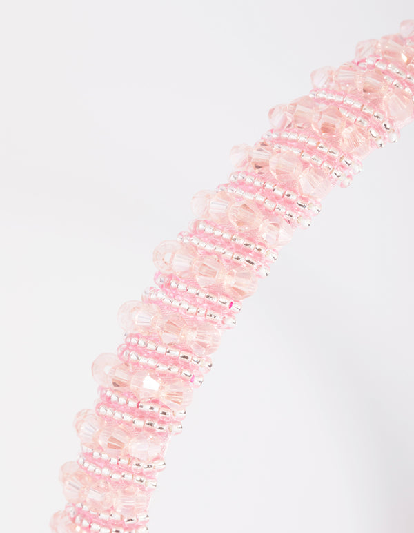 Kids Pink Facet Bead Headband