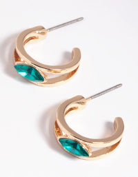 Green Jewel Huggie Hoop Earrings - link has visual effect only