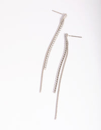 Silver Cubic Zirconia Chain Drop Earrings - link has visual effect only