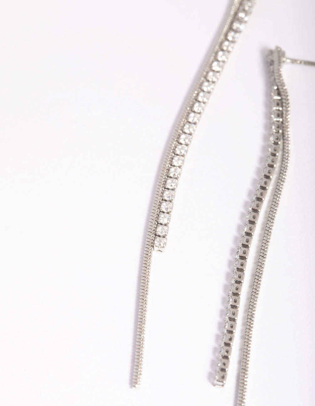 Silver Cubic Zirconia Chain Drop Earrings