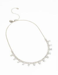 Silver Cubic Zirconia Droplet Necklace - link has visual effect only
