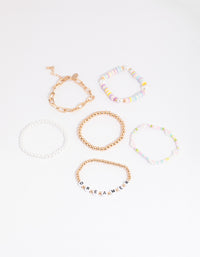 90s Colourful Pearl Bracelet Pack - link has visual effect only