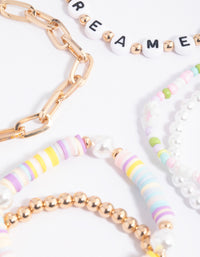 90s Colourful Pearl Bracelet Pack - link has visual effect only
