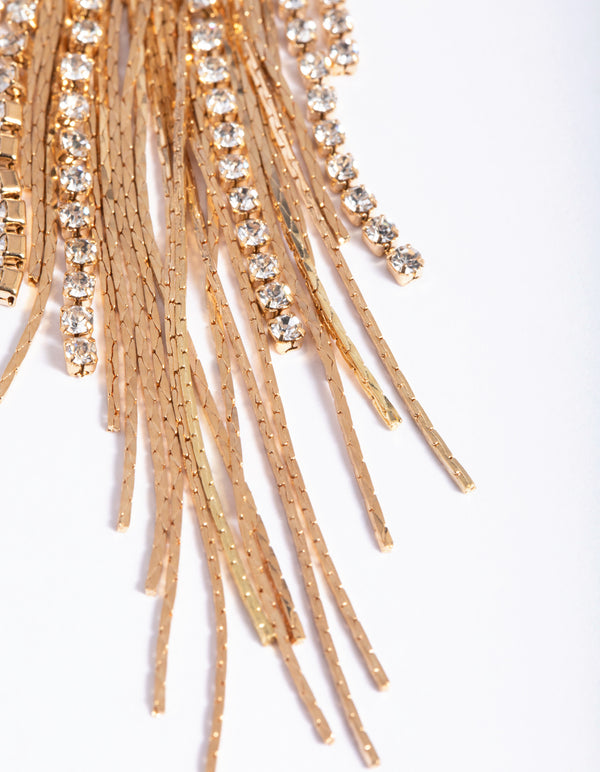 Gold Flat Chain Drop Earrings