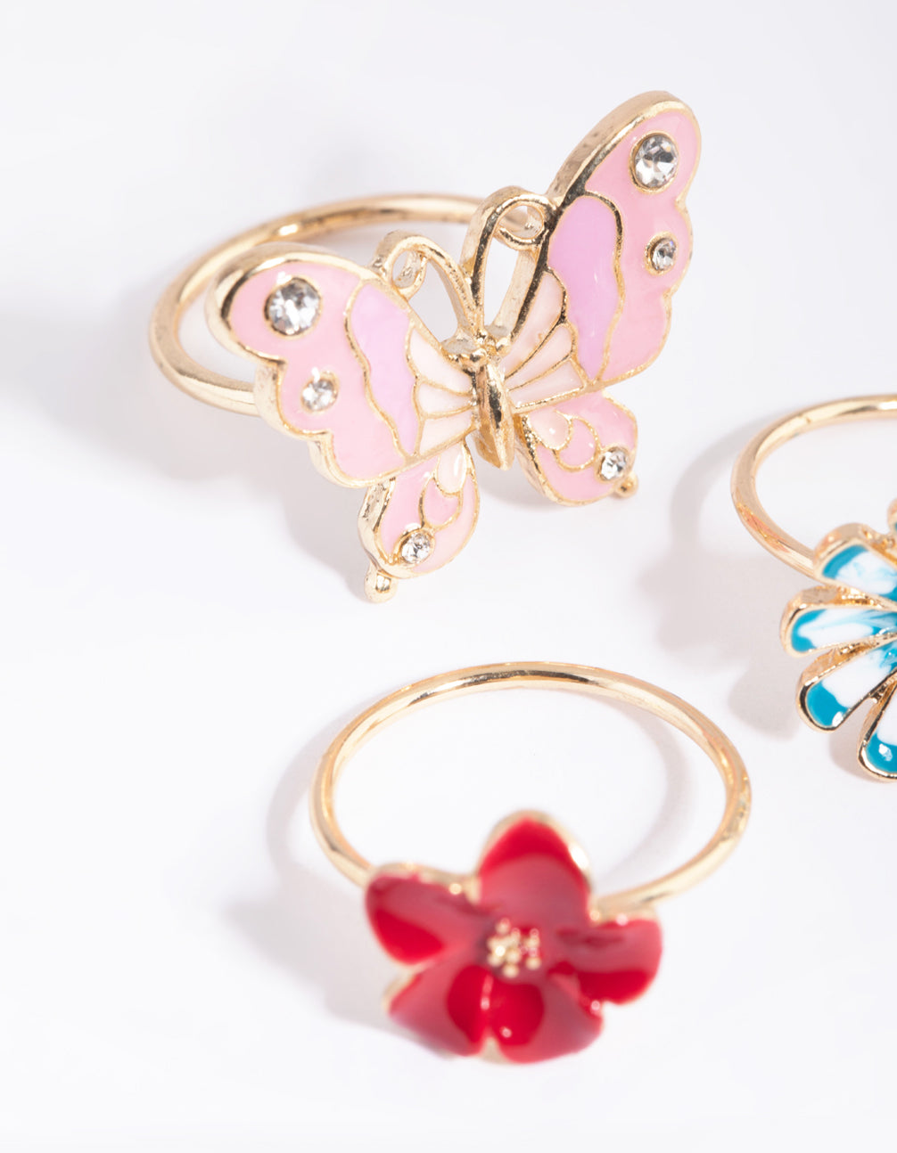 Gold Butterfly & Flower Ring