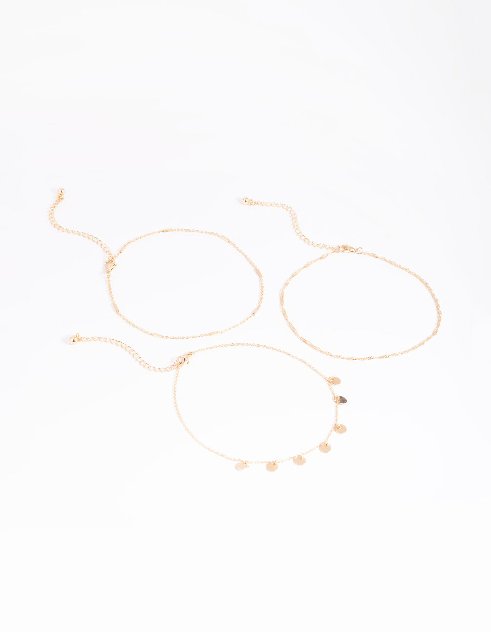 Gold Disc & Chain Anklet Pack