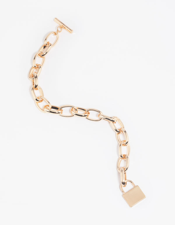 Gold Padlock Chain Bracelet