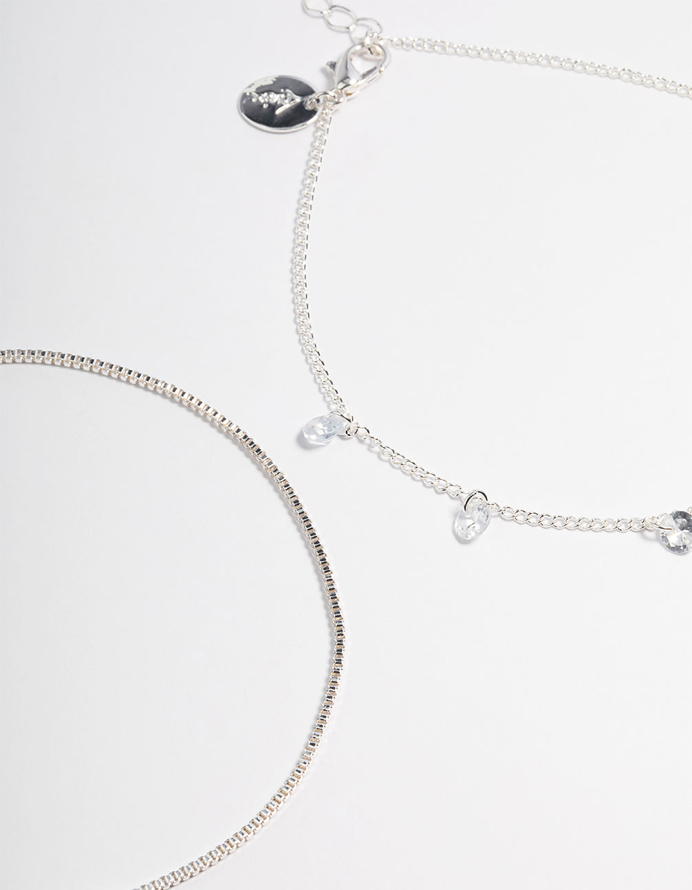 Silver Cubic Zirconia Dainty Anklet Pack