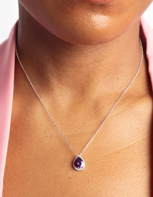 Silver Diamond Simulant Pearl Necklace & Earrings Set