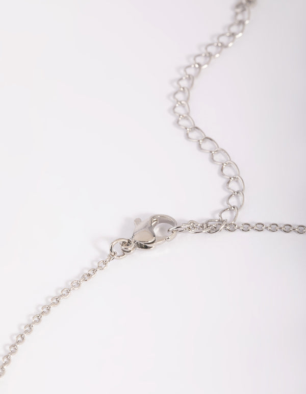 Silver Diamond Simulant Vine Necklace & Earrings Set